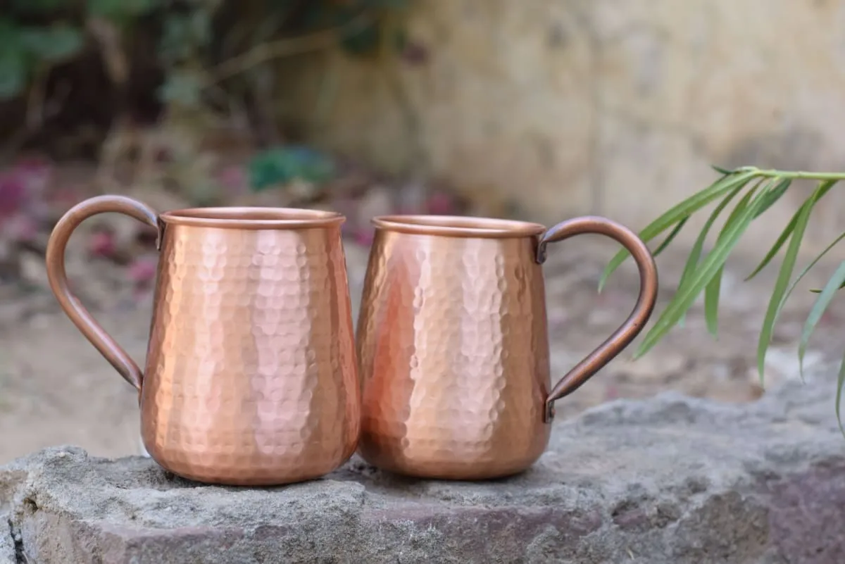 De Kulture Handcrafted Pure Copper Mug Moscow Mule Large Pitcher With Handle, 3.0x4.0 (DH )  Inches, Set of 2