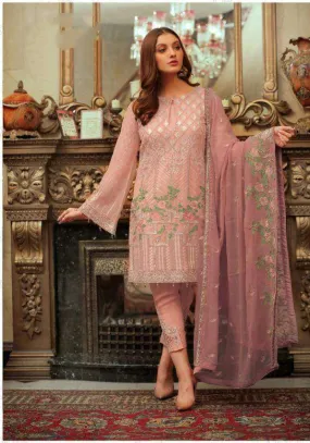 Delightful Peach Colour Faux Georgette Pant Style Suit 15005