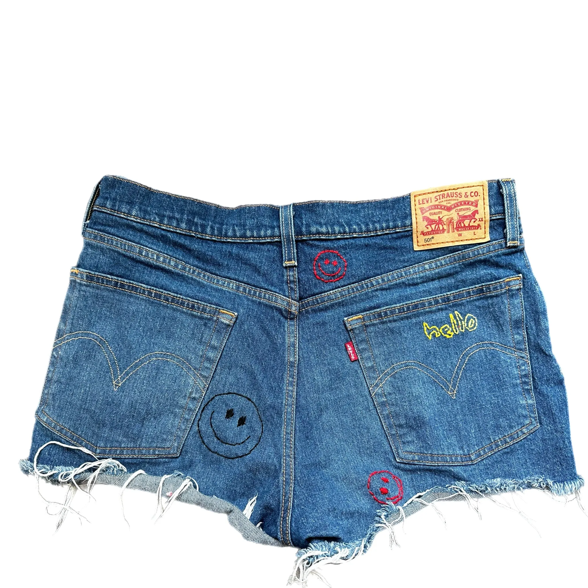 Denim Hand Embroidered Shorts