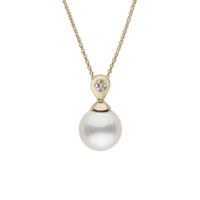 Dew Collection 8.5-9.0 mm White Freshadama Pearl and Diamond Adjustable Chain Pendant