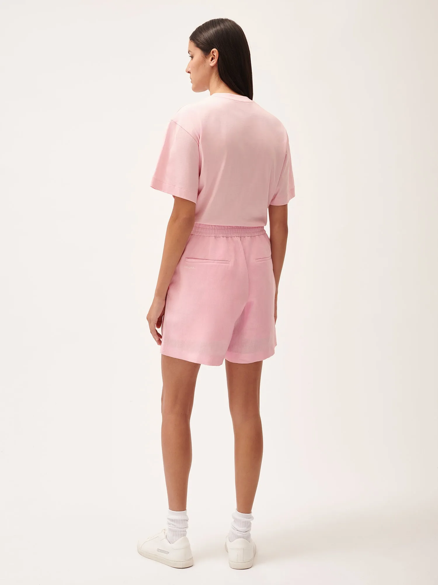 DNA Aloe Linen Mid Length Shorts—magnolia pink