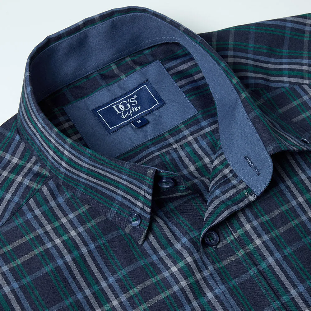 Drifter Long Sleeve Casual Shirt - Navy/Green