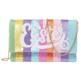 EASTER Message Sequin Beaded Clutch Crossbody Bag