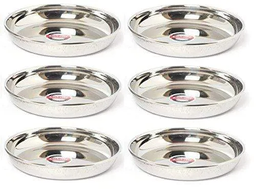 Embassy Rice Plate, Size 2, 11.6 cms (Pack of 6, Stainless Steel)