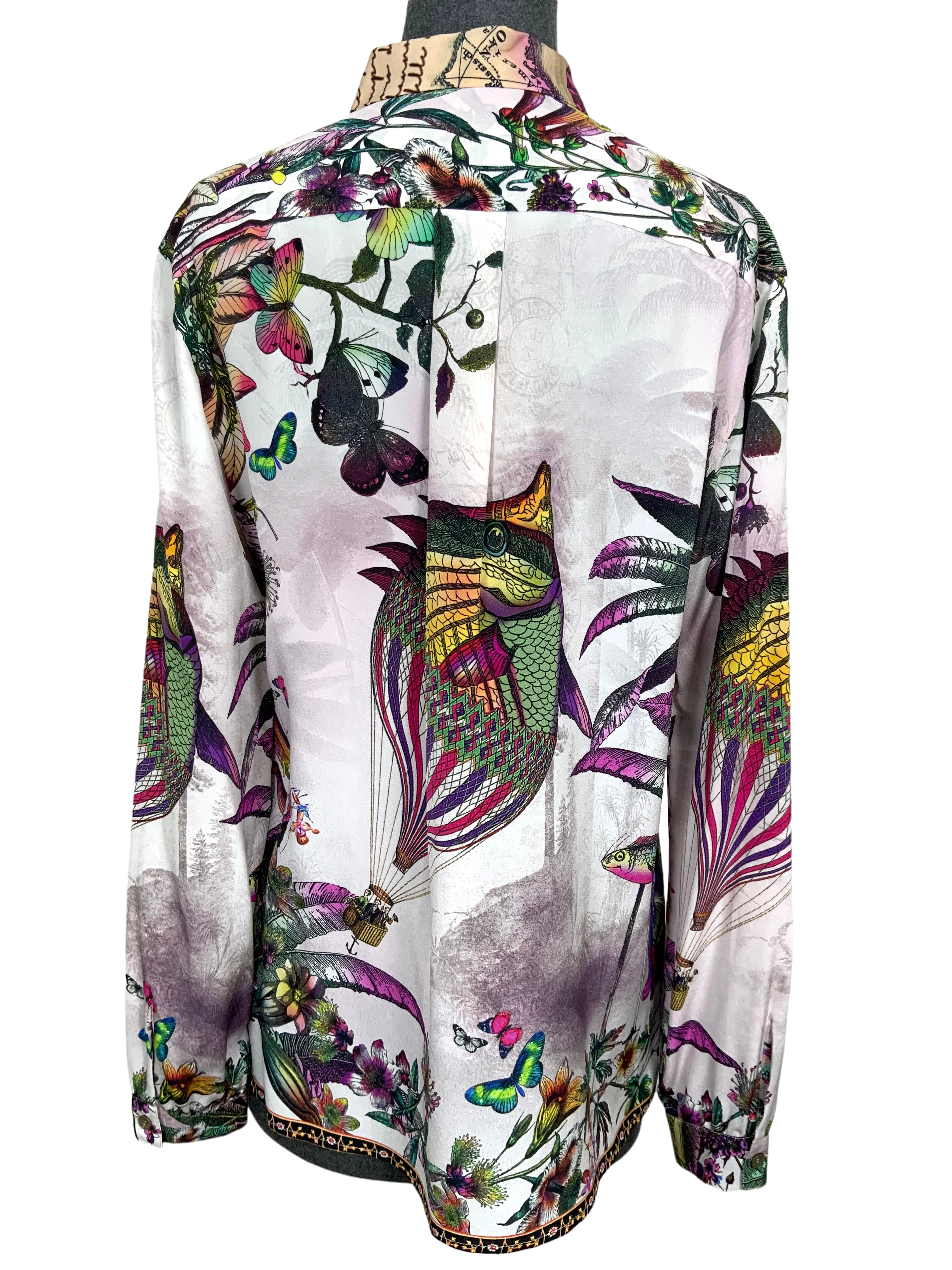 ETRO Printed Silk Crepe Button Down Blouse Size M