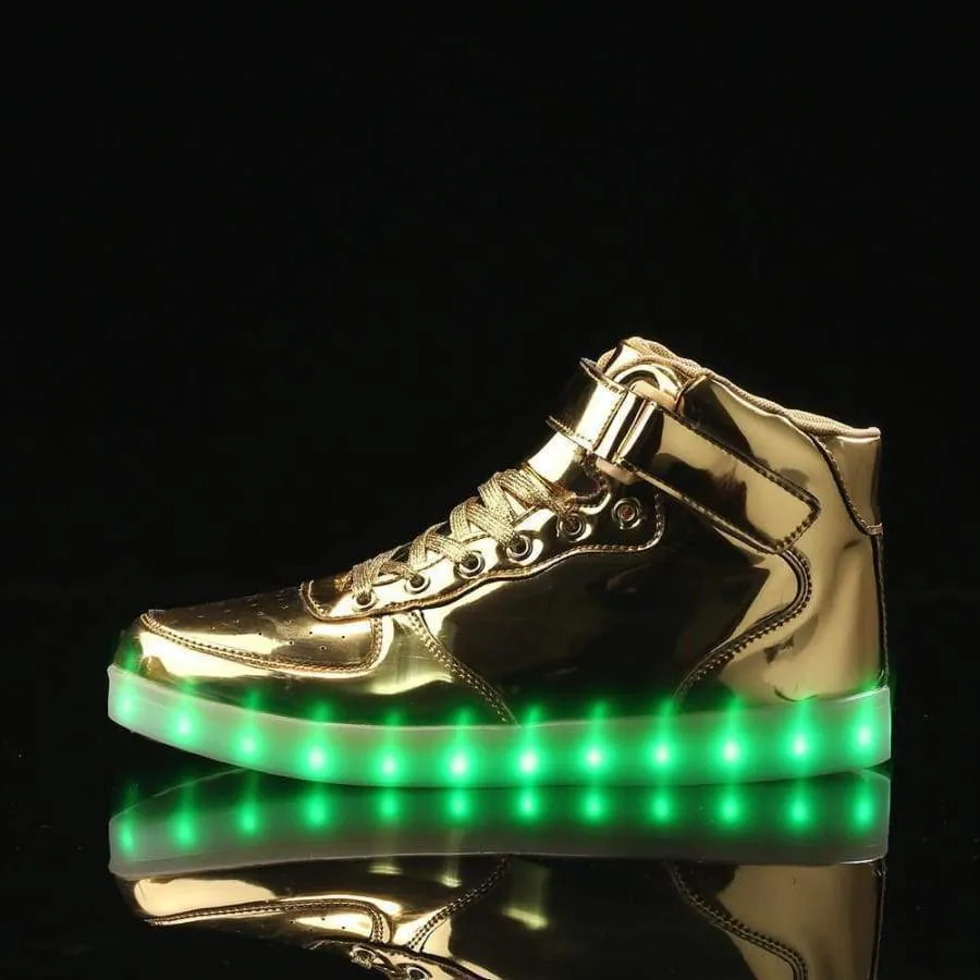 Flashez - Gold High Top LED Trainers