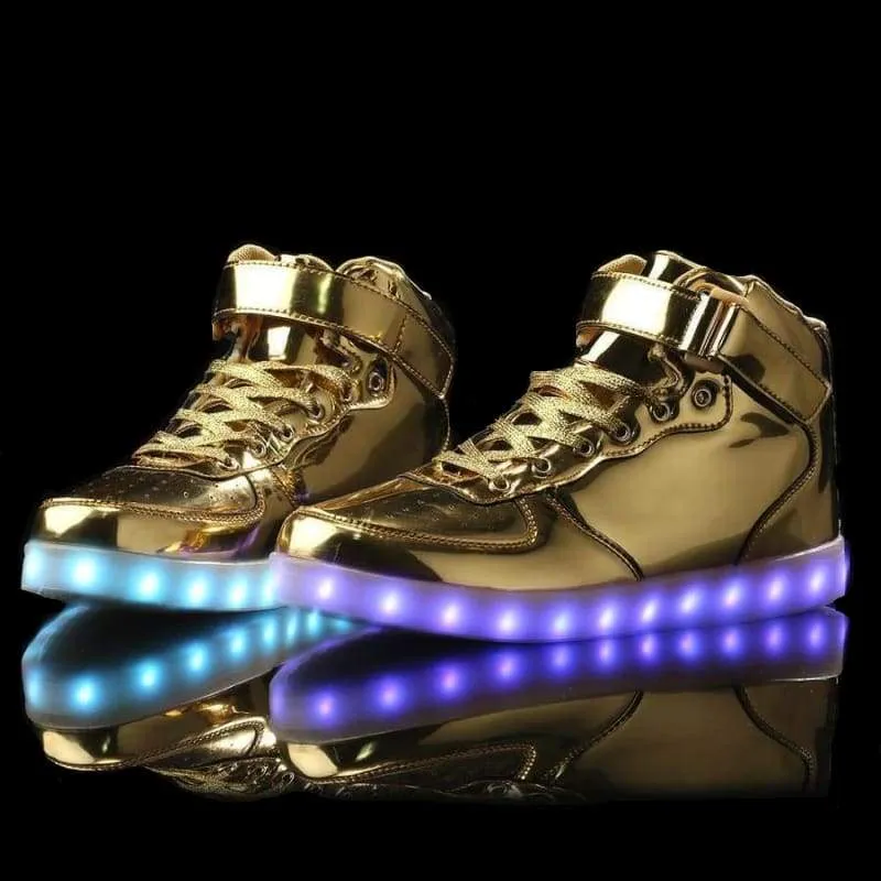 Flashez - Gold High Top LED Trainers