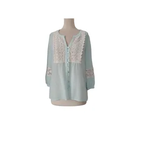 Forever 21 Light Blue with White Lace Blouse | Gently Used |