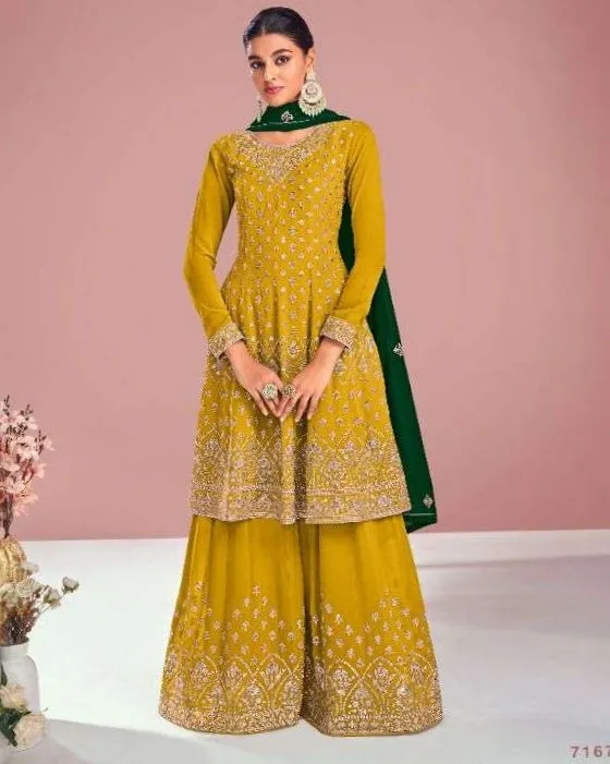 Georgette Embroidered Palazzo Suits