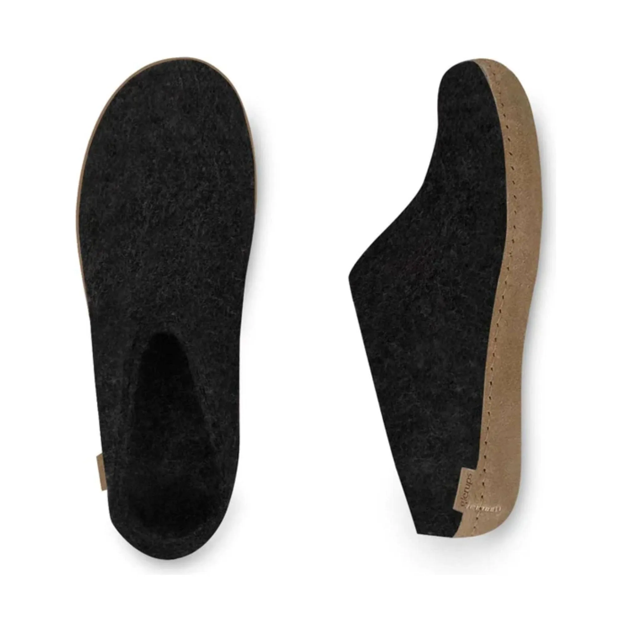 Glerups Slip On With Leather Sole Slipper - Charcoal