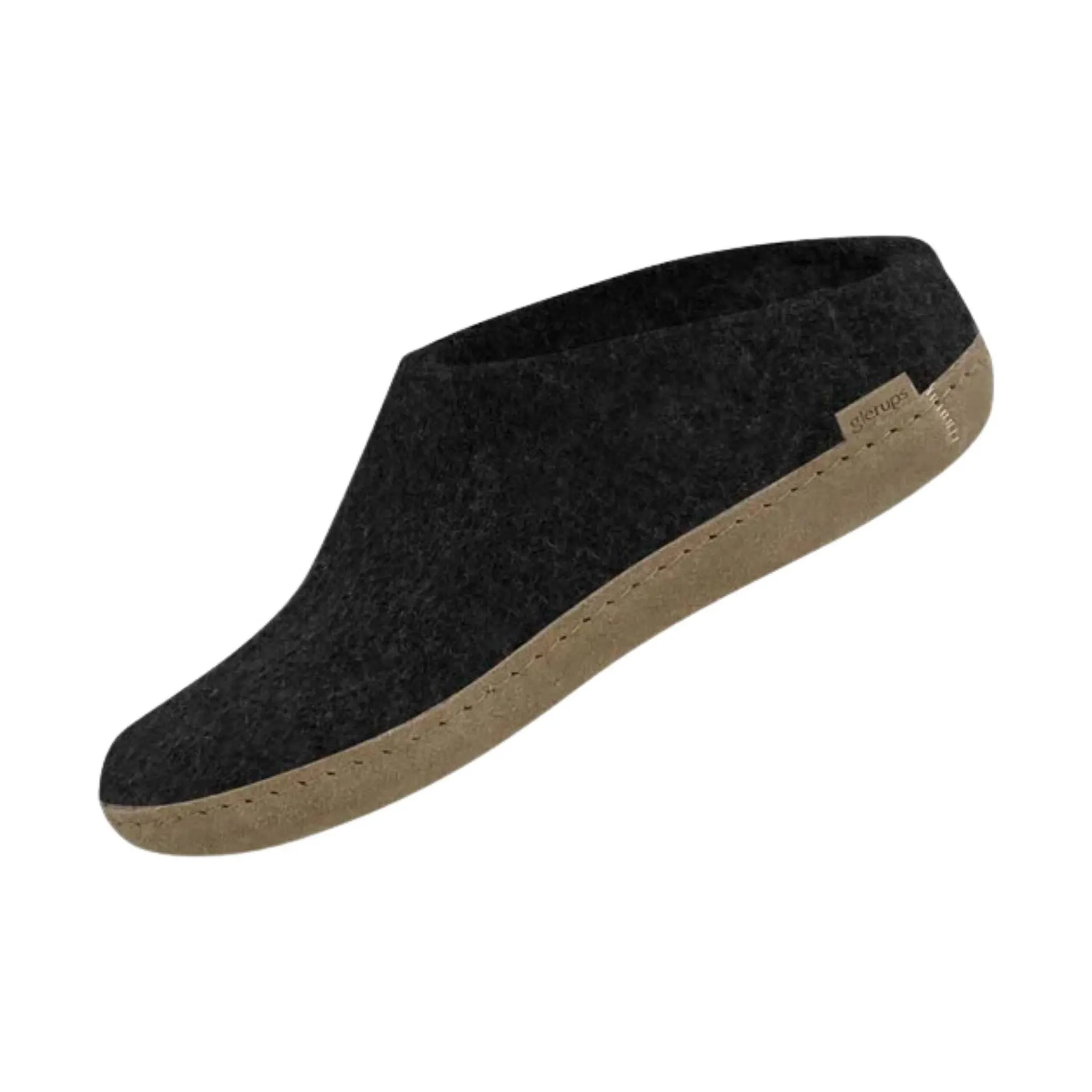 Glerups Slip On With Leather Sole Slipper - Charcoal