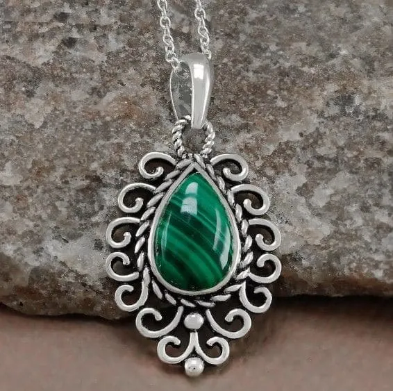 Green Malachite 925 Sterling Silver Handmade Pendant