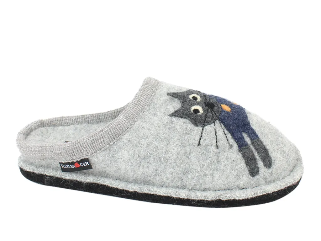 Haflinger Slippers Flair Cucho Cat Grey