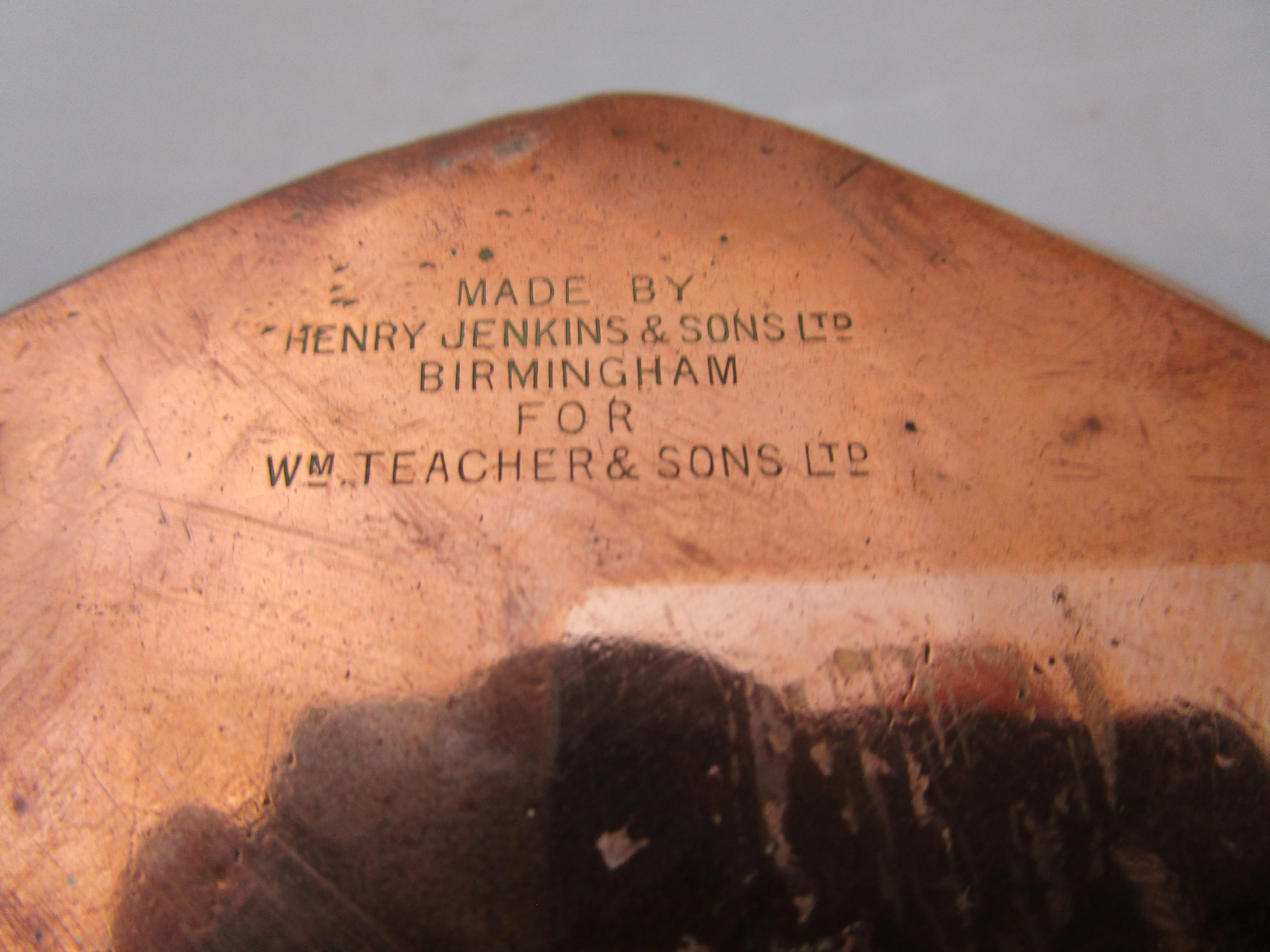 Handbeaten Copper Teachers Whiskey Coaster Vintage c1940