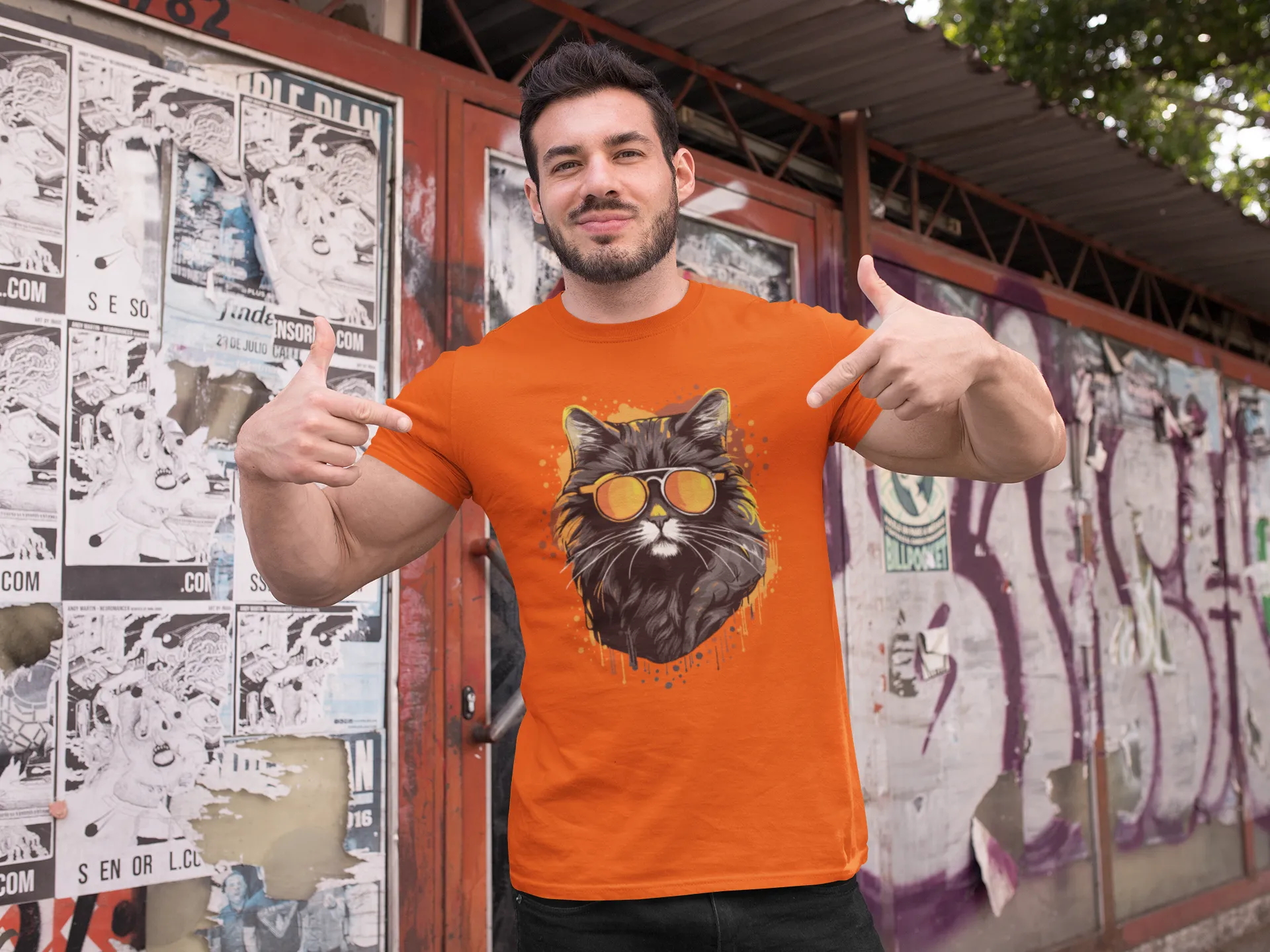 Herren T-Shirt mit Katzenmotiv "Cool Cat"