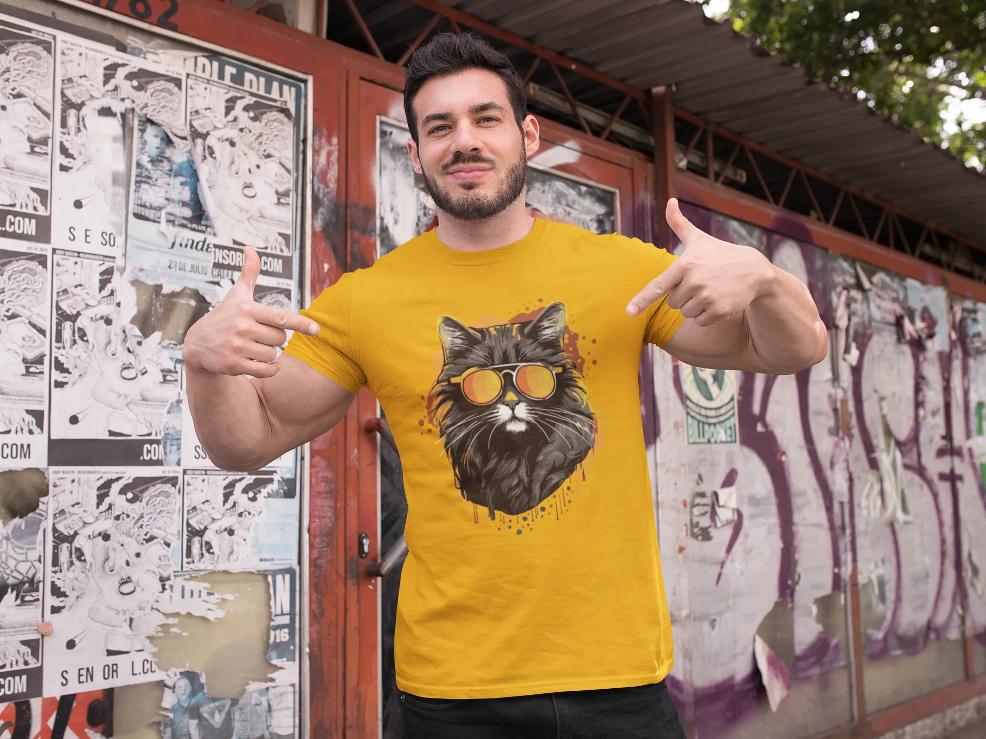 Herren T-Shirt mit Katzenmotiv "Cool Cat"