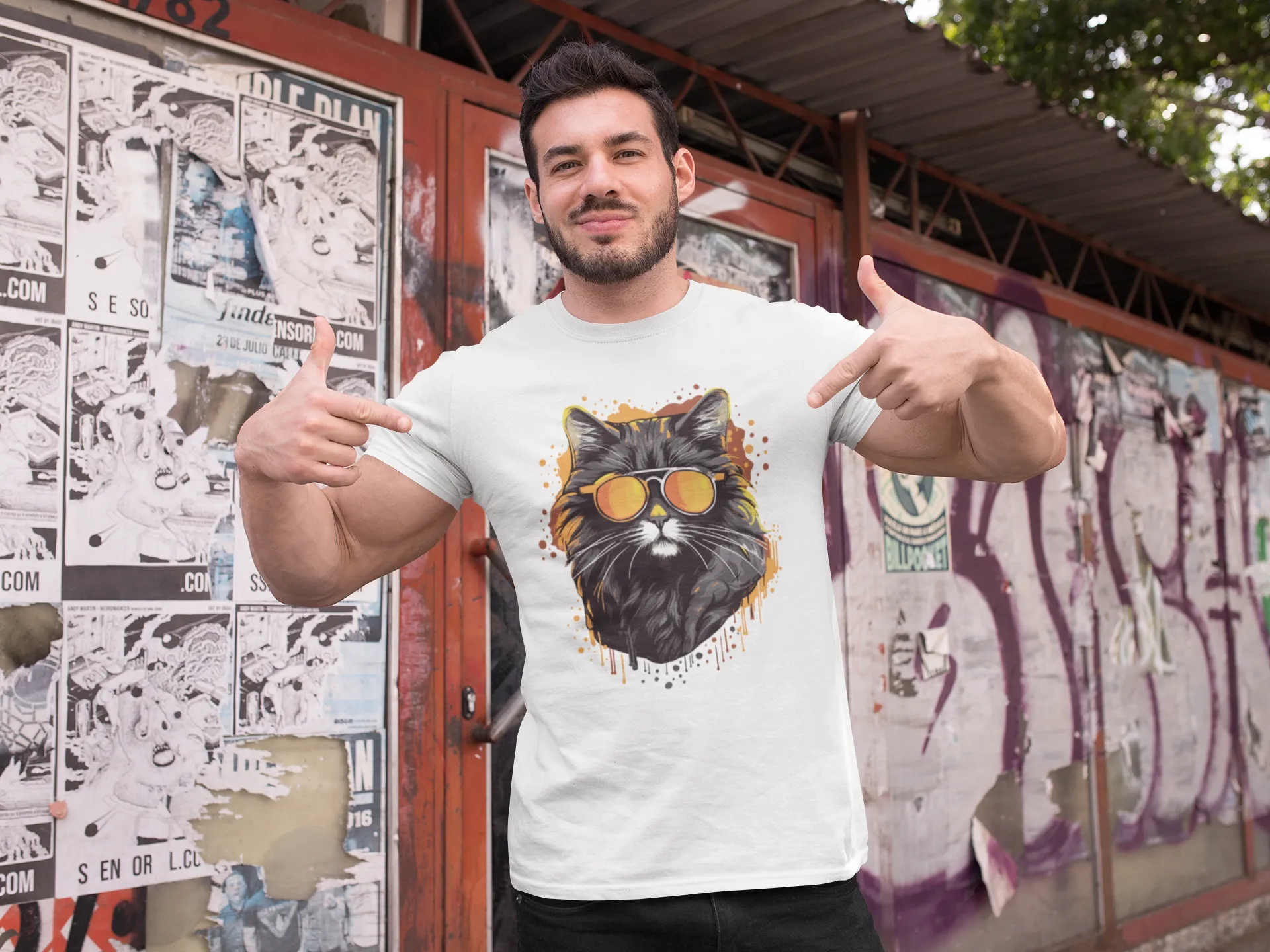 Herren T-Shirt mit Katzenmotiv "Cool Cat"