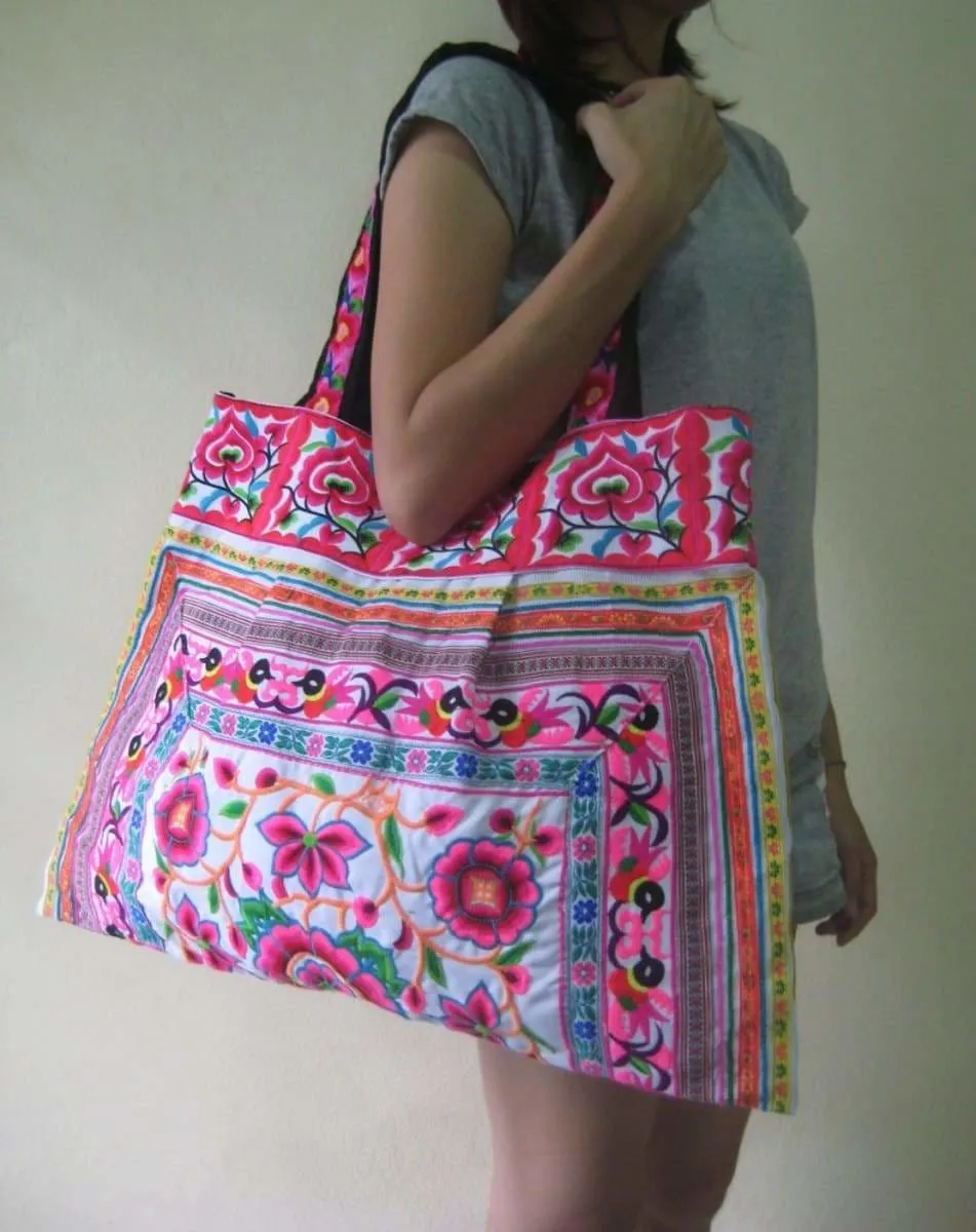 Hmong Thai Embroidered Tote Handbag