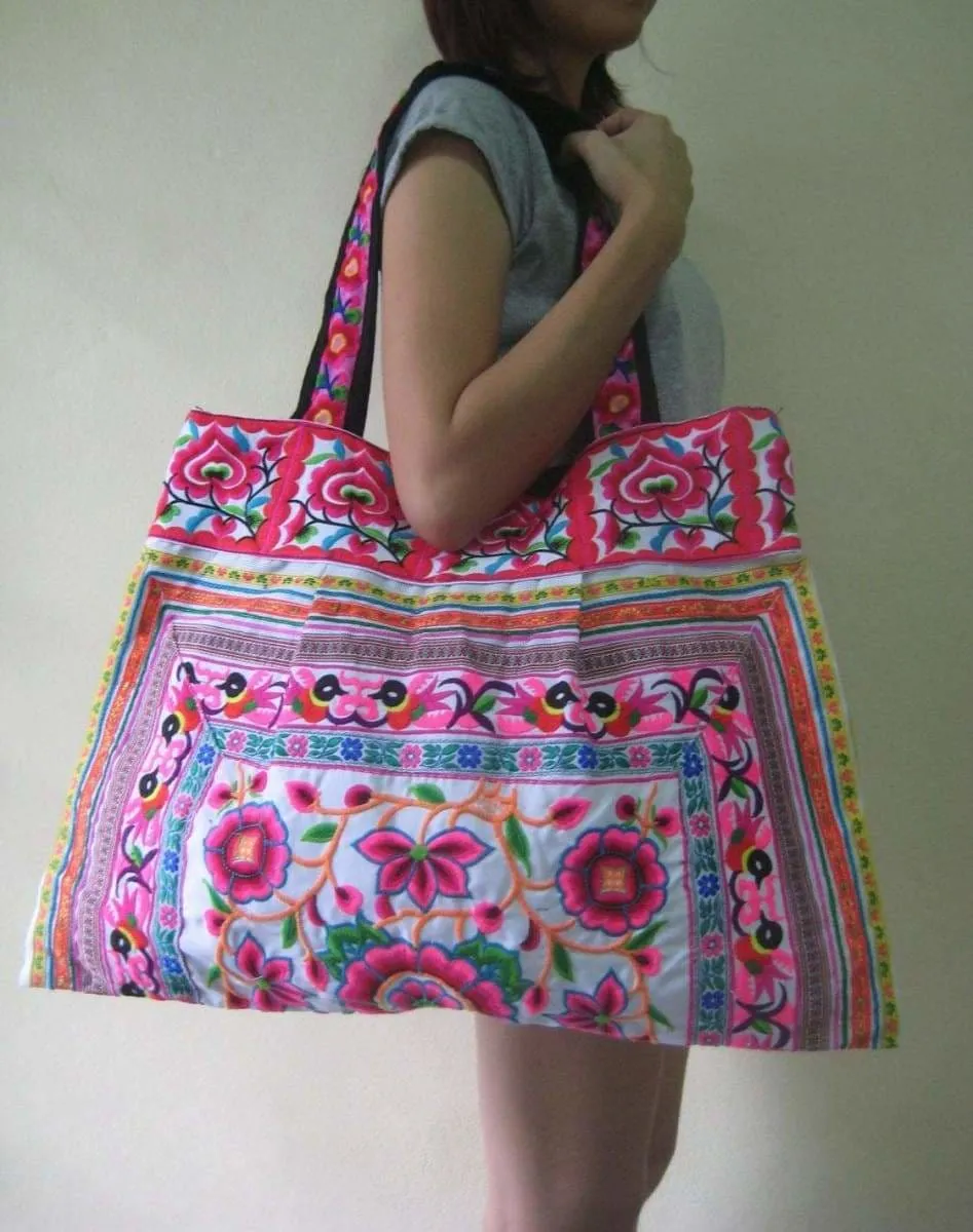 Hmong Thai Embroidered Tote Handbag