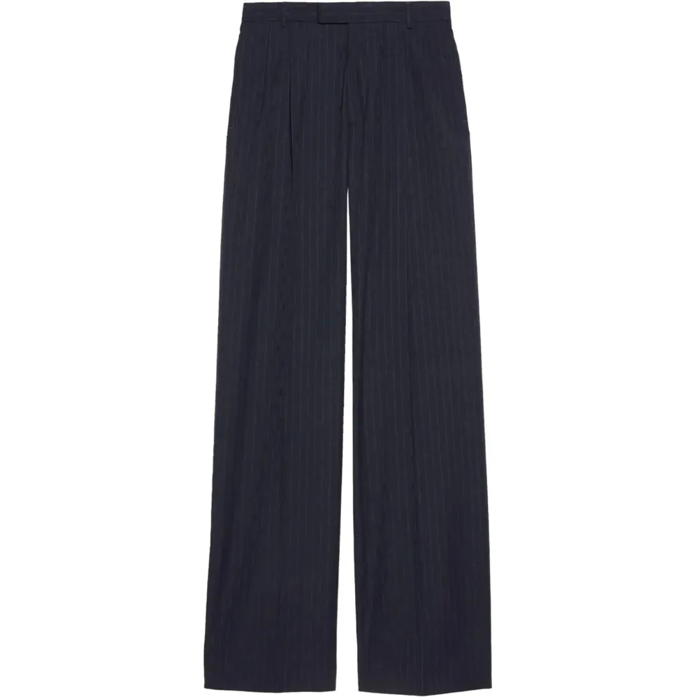 Horsebit Striped Wool Trousers