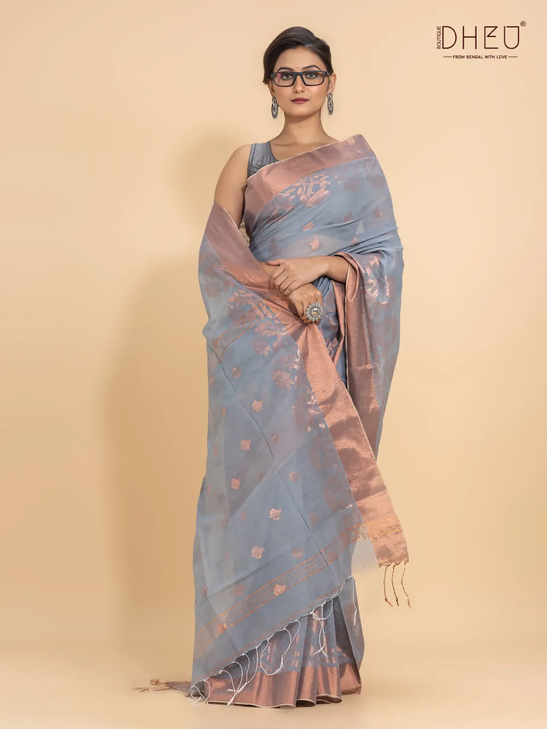 Jamdani Zari Moslin Saree