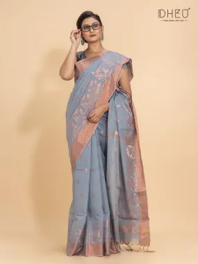 Jamdani Zari Moslin Saree