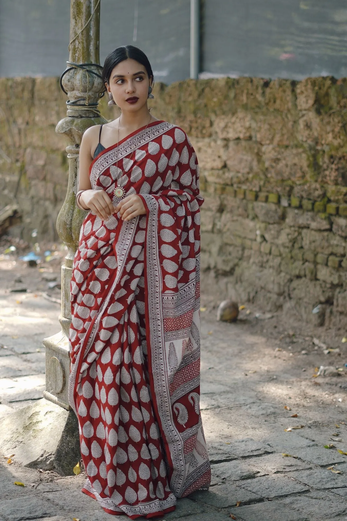 Kaisori Nandana Bagh Patti boota  handblockprinted cotton saree