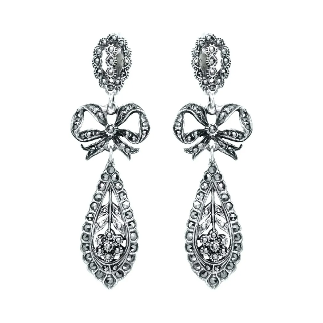 King of Marcasite Sterling Silver Statement Earrings from Portugal