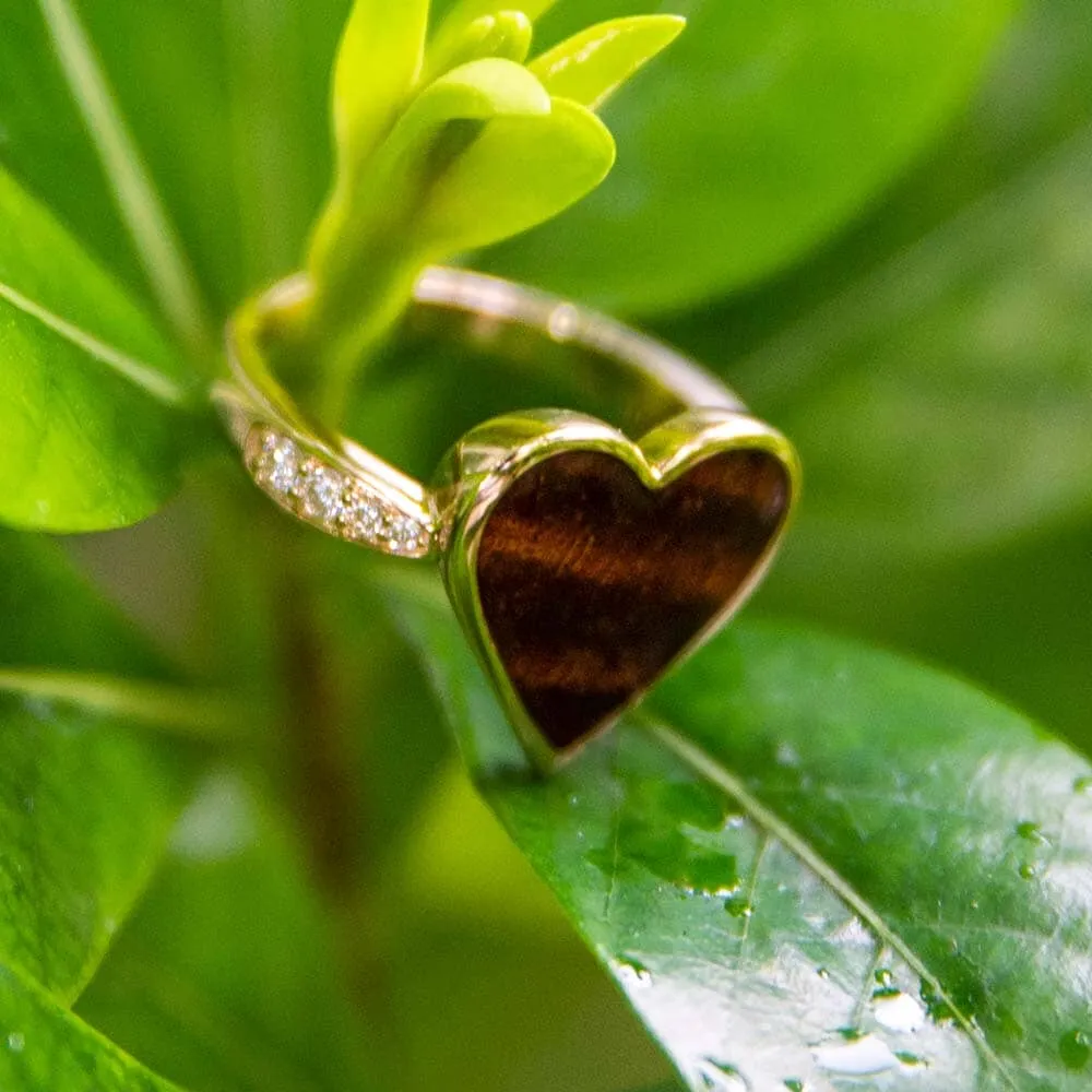 Koa Wood Heart Ring