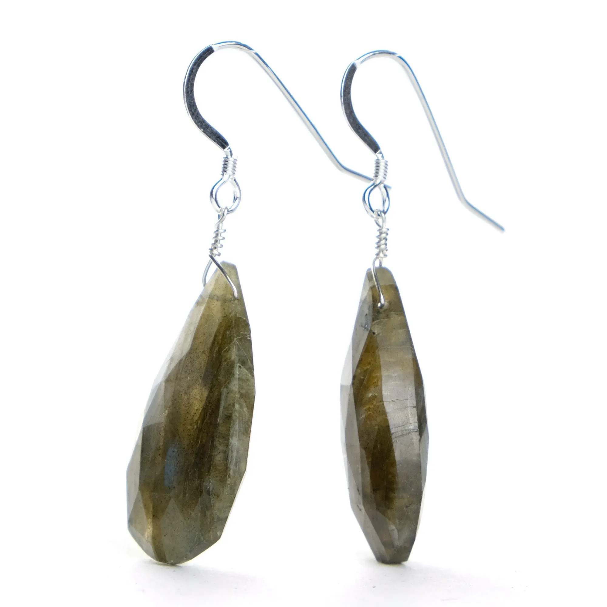 Labradorite Earrings with Sterling Silver French Ear Wires