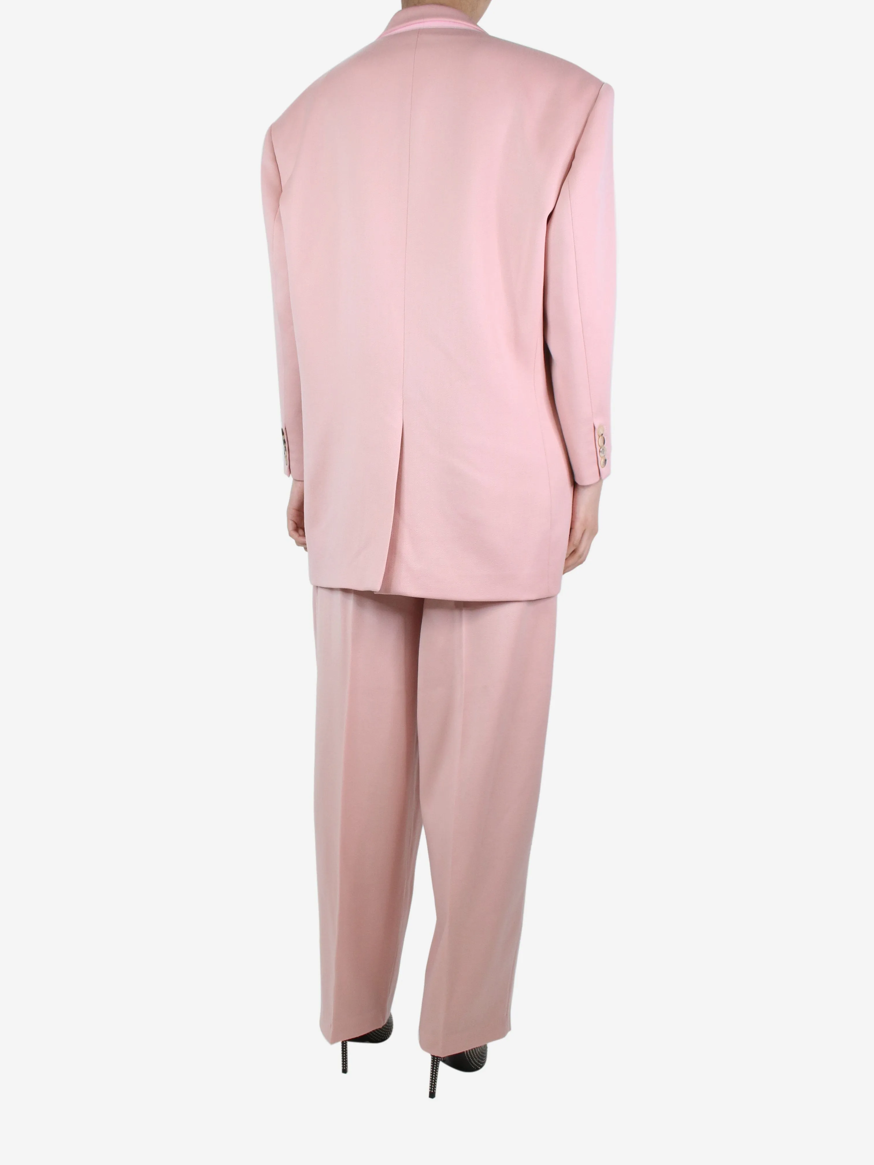 Magda Butrym Pink wool blazer and tailored trousers suit set - size UK 12