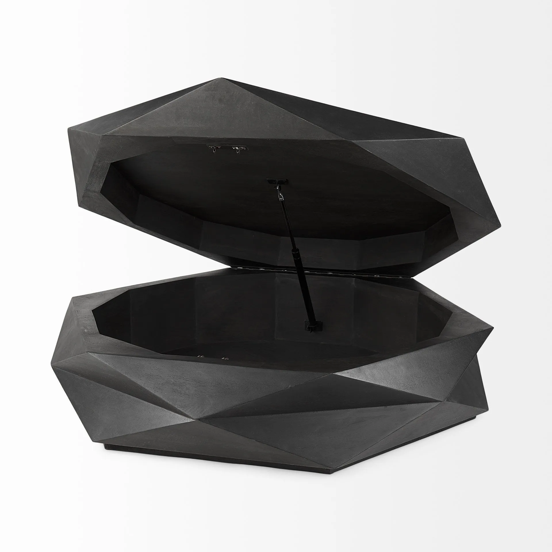 Mod Geometric Black Solid Wood Coffee Table