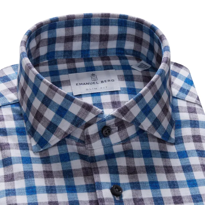 Modern 4Flex Check Print Stretch Knit Shirt SF17652 Blue