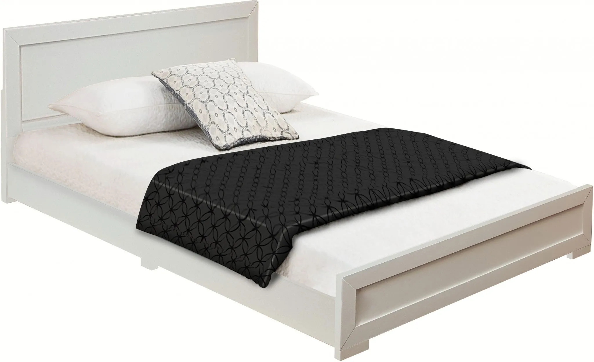 Moma Black Wood Platform Queen Bed With Two Nightstands