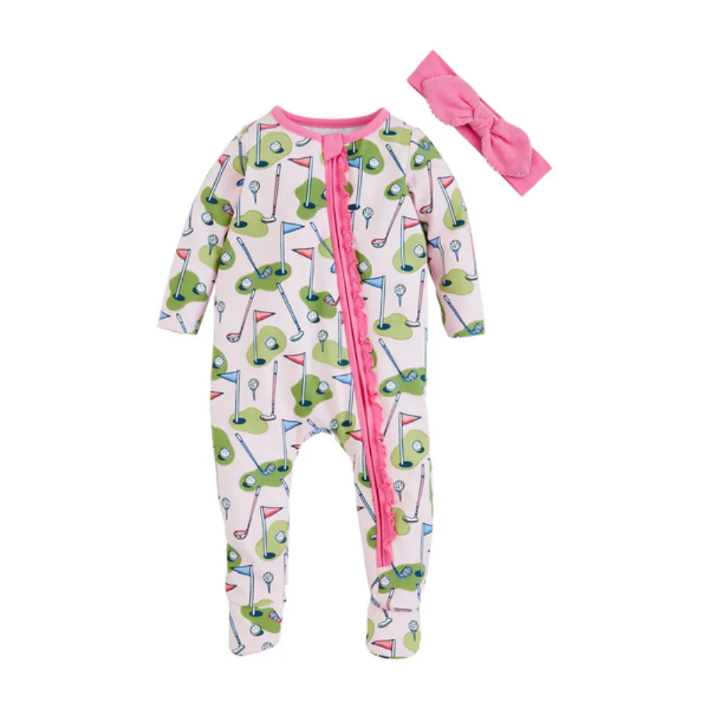 Mud Pie Pink Golf Sleeper and Headband