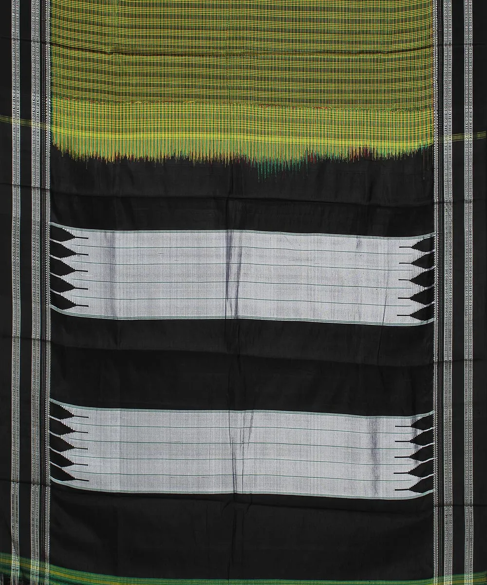 Multi check black gayatri border handwoven ilkal cotton art silk saree