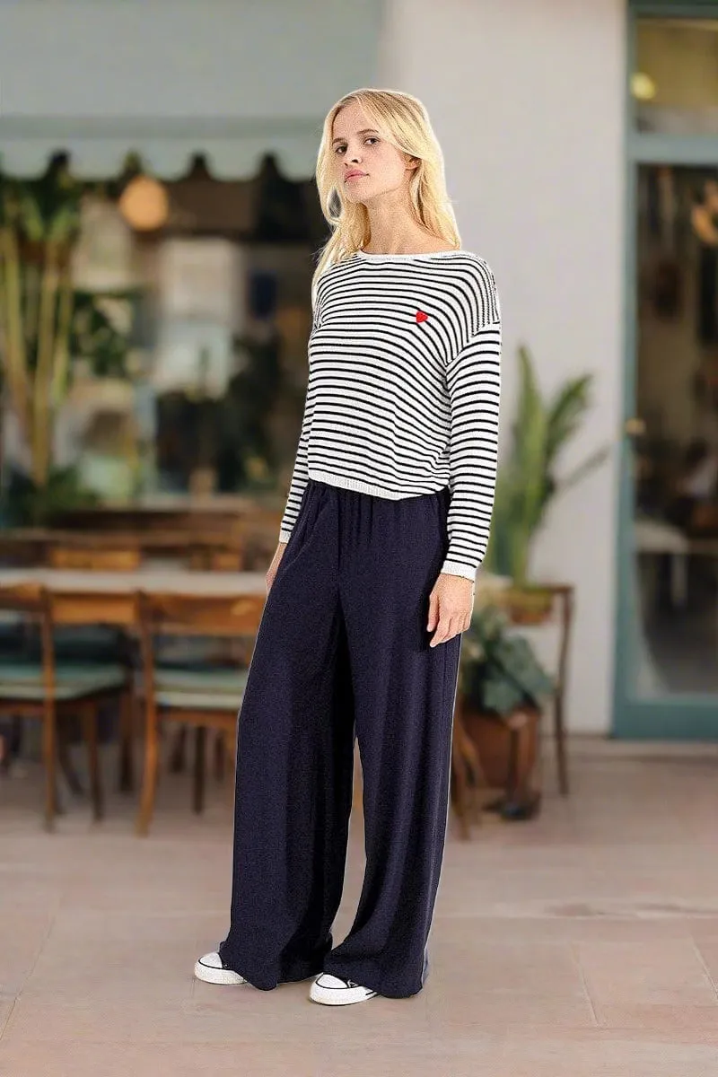 Navy Stripe Knit Sweater