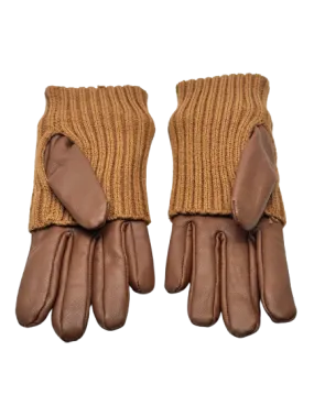 nicole farhi Brown By Nicole Farhi Leather & Wool Driving Gloves UK S/M