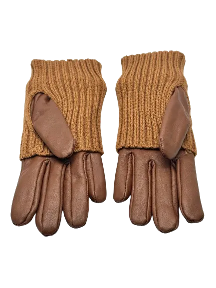 nicole farhi Brown By Nicole Farhi Leather & Wool Driving Gloves UK S/M