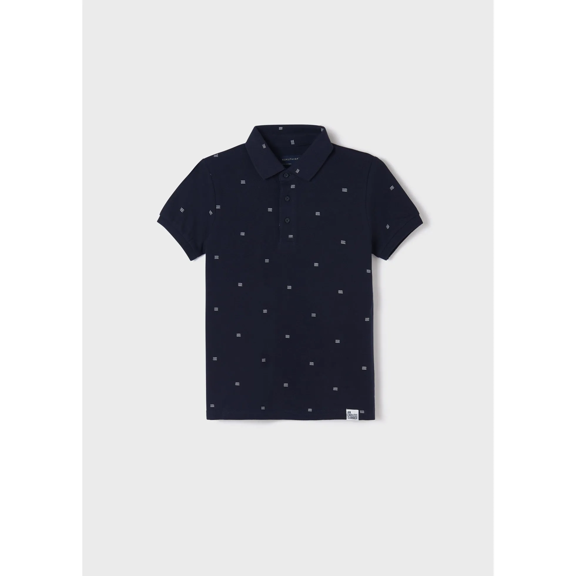 Nukutavake Short Sleeve Polo w/Wave Pattern _Navy 6108-15