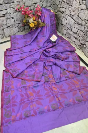 Orchid Violet Color Bangalore Silk Saree with Allover Jamdani Weaving