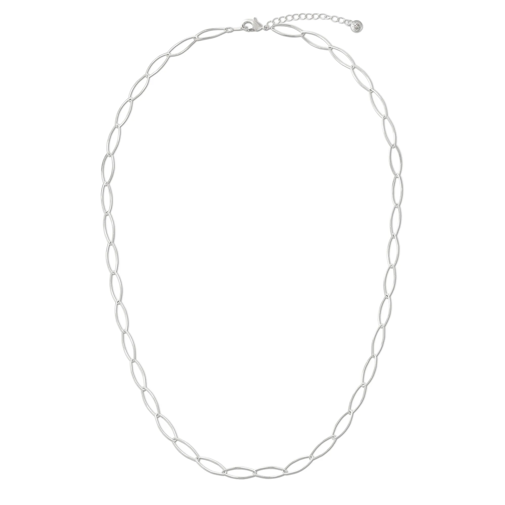 Oval Paperclip Fine Chain Necklace - Silver