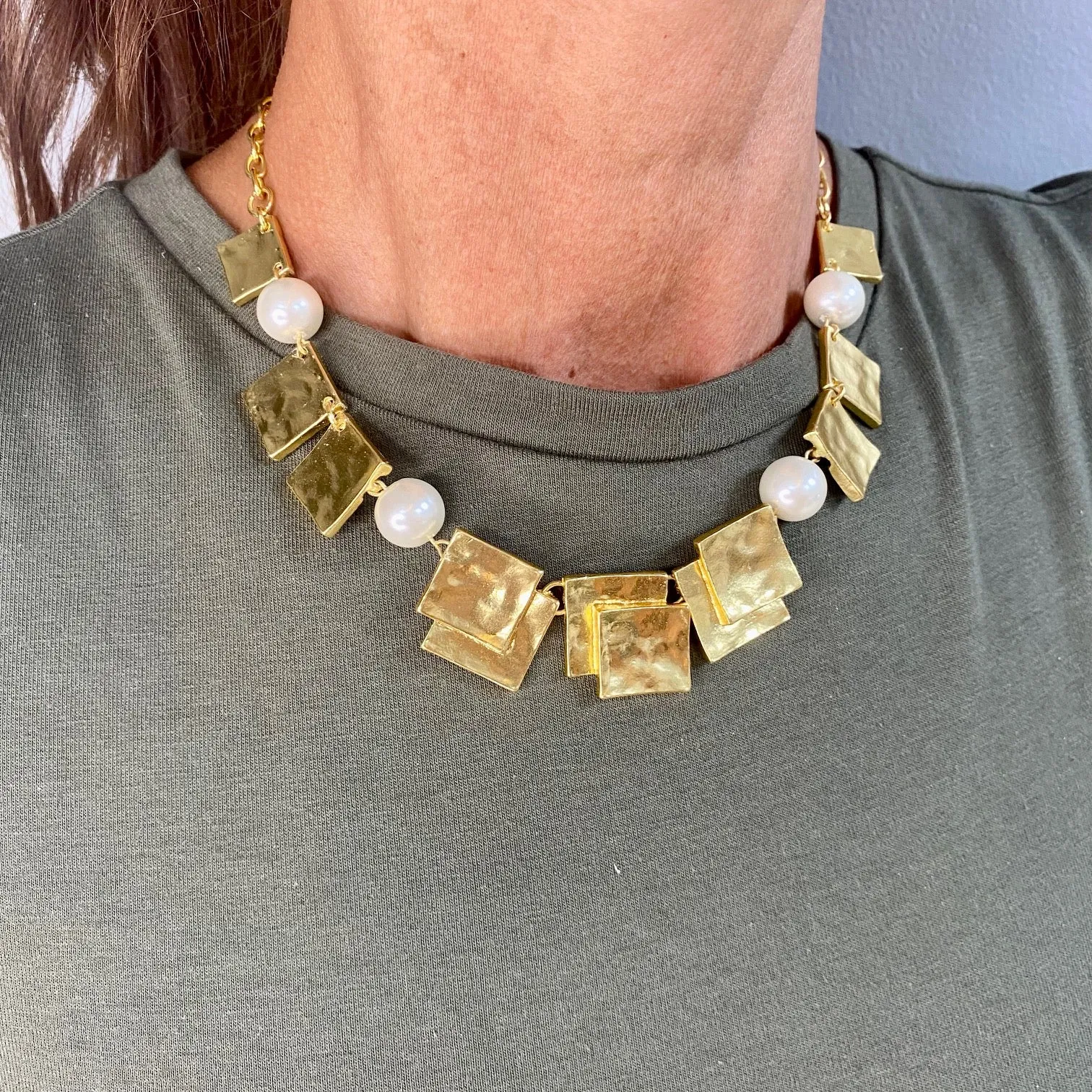 Overlap square collar Necklace