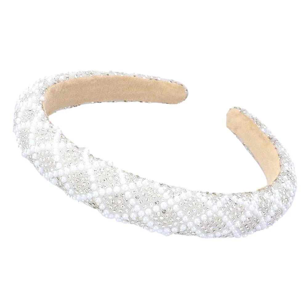 Pearl Embellished Bling Padded Headband