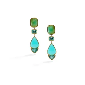 Peruvian Opal and Lagoon Tourmaline Earrings