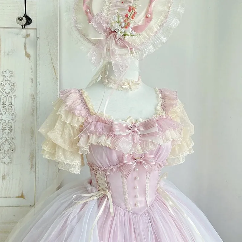 Pink Lily Vintage Style Lace-up Princess Lolita Dress ON809