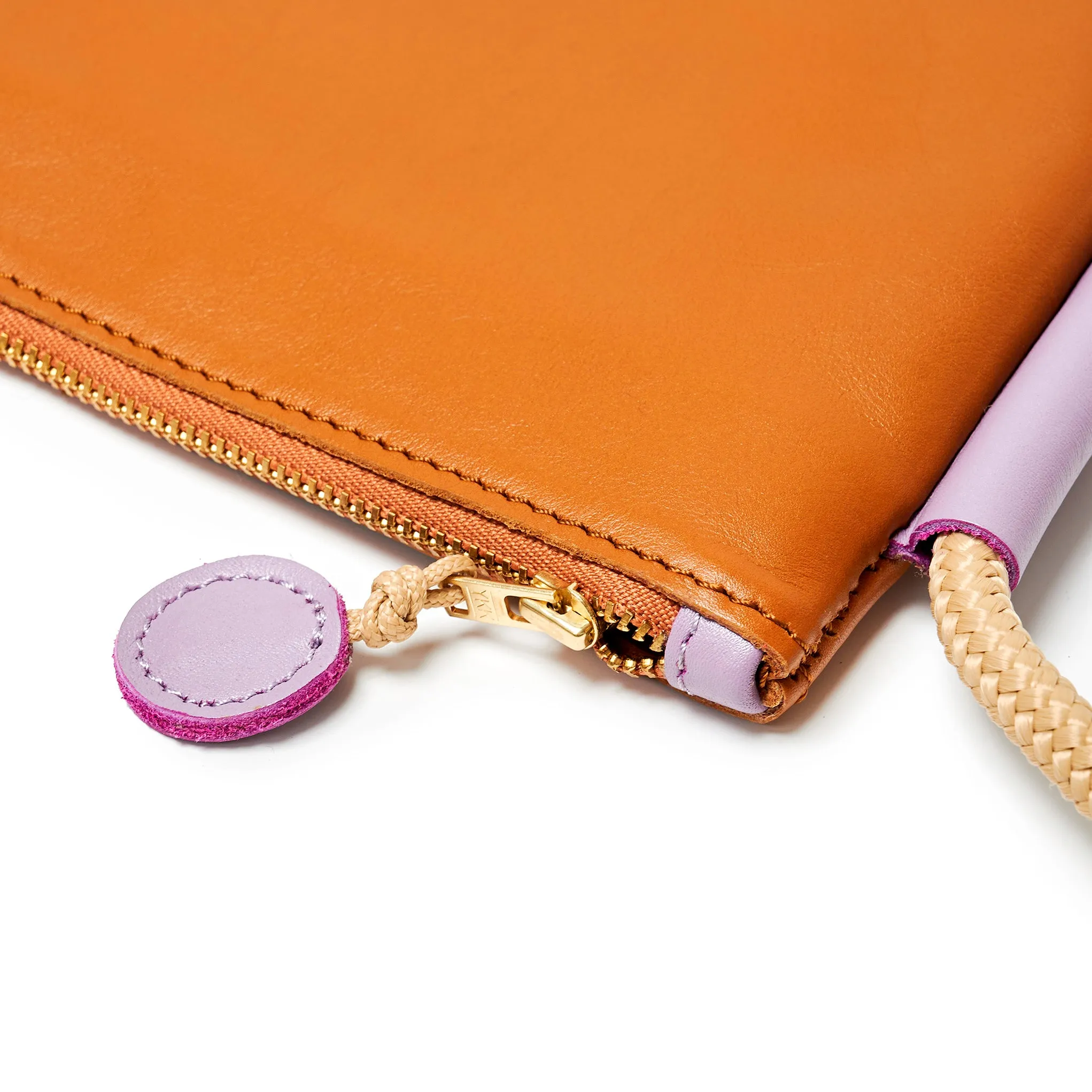 Project Dyad || Tan / Lilac Adjustable Rope Strap Inner small pocket Selene Zipper Bag