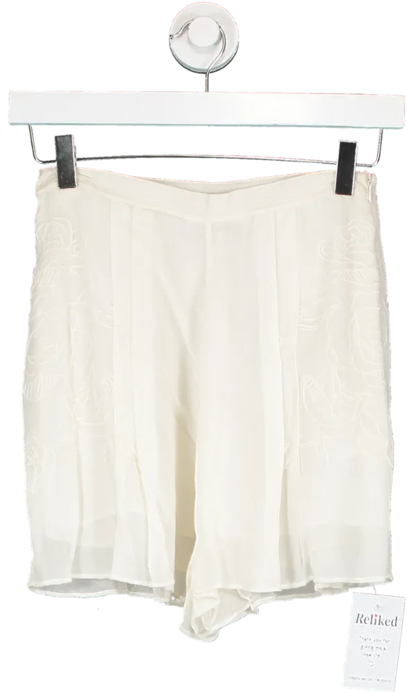 REISS Cream Martina Embroidered Resortwear Shorts UK 4