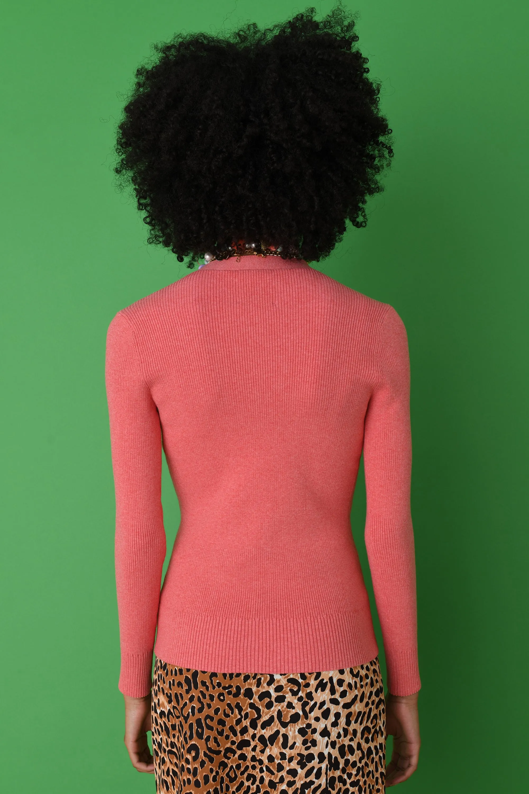 Rosanna Pink Ribbed Fitted Cardigan