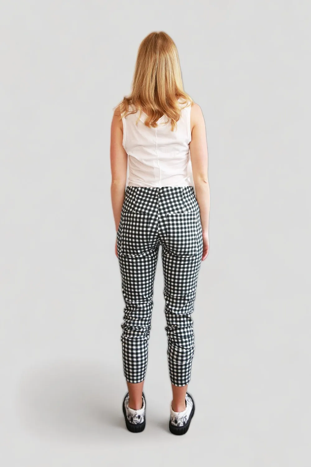 RUNDHOLZ BLACK LABEL BLACK CHECK SLIM LEG PANT